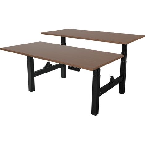 Escritorio duo ajustable - 140x80 cm - Negro / Roble oscuro