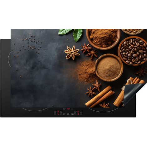 PROTECTOR DE PLACAS DE INDUCCIÓN Canela - Hormigón - Café - Canela en rama - Especias Cocina 90x52 cm