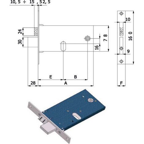 Serrure intérieure pour bande E70 770 Omec