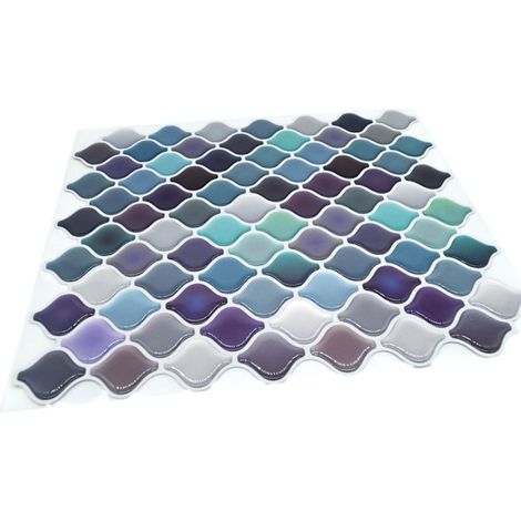 Carreaux adhésifs - KZQ - Arabesques turquoise - 10 feuilles - 20x23 cm - Résistants à l'eau et chaleur (1/4)