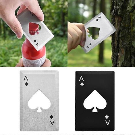 Ouvre-bouteilles Ace Card en acier inoxydable, ouvre-boîtes et ouvre-bouteilles pour les fêtes (1/4)