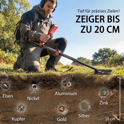 Détecteur de métaux IP68 étanche pliable, appareil de recherche avec 4 modes, casque, pelle, sac de transport, écran LCD (1/4)