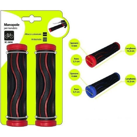TRADE SHOP - Coppia Manopole Per Manubrio Sterzo Bici Bicicletta Universale Con Onde Xc-2604 -