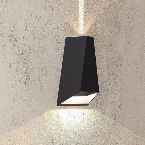 Applique Murale Extérieure, Lampe Extérieure LED Up Down Alimentée par Secteur, Lampe Extérieure de Jardin en Aluminium pour Porte d'entrée, Patio, Porche, IP54 Étanche, 600LM, Noir, Blanc Chaud (1/5)