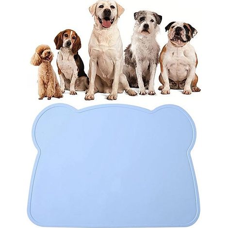 Tapis de gamelle en silicone sans BPA, étanche et antidérapant, bleu (1/5)