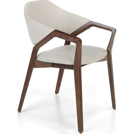 Fauteuil rembourré simili structure bois de frêne - Gris, noyer (1/5)