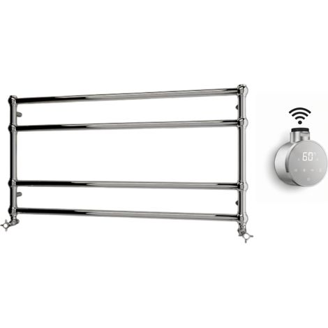 Sèche-serviettes électrique - Avec thermostat connecté - WAME - 100 x 53 cm - Chrome - 600W