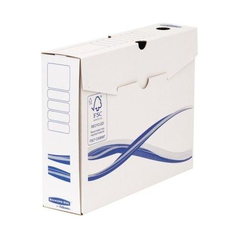 BANKERS BOX Archivschachtel Bankers Box® Basic 8 x 25,5 x 34 cm (B x H x T) DIN A4 DIN A4 Überbreite mitArchivdruck Karton recycelt weiß/blau 25 St./Pack. (1/5)