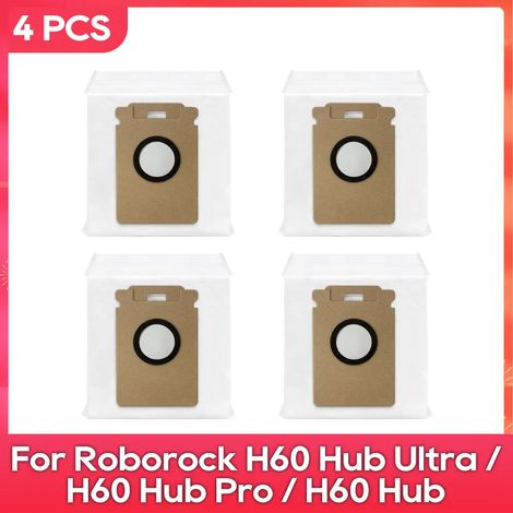 (4 pièces) Convient pour les aspirateurs Roborock H60 Hub Ultra / H60 Hub Pro / H60 Hub : pièces détachées et accessoires de remplacement pour sacs à poussière et filtres. (1/4)