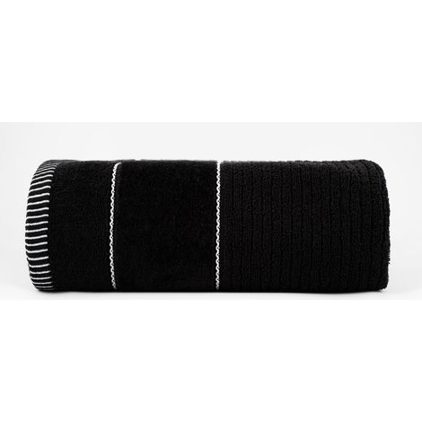 Serviette 70x140 Teo noire 470g 100% coton velours (1/2)