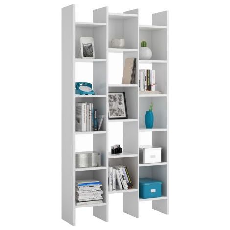 Libreria Moderna Scaffale da Soggiorno Camera in Legno MDF Bianco 96x192x25cm (1/7)