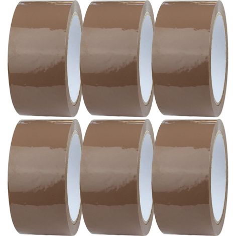 6 rollos de cinta adhesiva marrón de 50 mm x 70 m Cinta de embalaje para cajas, correo y mudanzas Cinta para paquetes y embalajes