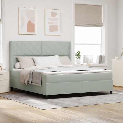 Cama tipo Box Spring Gris Claro 180 x 200 cm Terciopelo (1/5)
