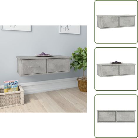 Wand-Schubladenregal Betongrau 60x26x18,5 cm Holzwerkstoff - Wandregal - Holzwerkstoffregal - Betongrau Regal - Wohnraumorganisation - Badezimmeraufbewahrung (1/5)