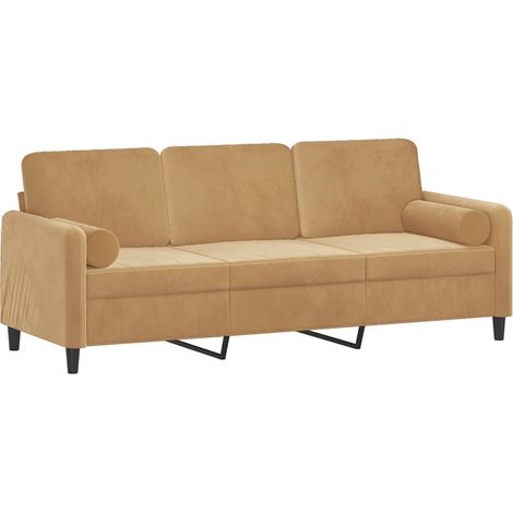Sofá de 3 plazas con cojines terciopelo marrón 180 cm vidaXL (1/4)