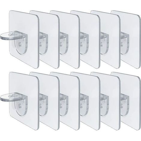 Punch-Free Shelf Bracket - Self Adhesive Shelf Clips for Kitchen Cabinets - Book Shelves - Heavy Duty Partition Brackets - Pin for Cupboard Supports - Clapboard Layer-Load Bearing 10 lbs (1/5)