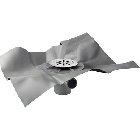 Pozzetto sifonato in ABS con griglia inox e foglio in PVC per impermeabilizzazione modello Gully TEA