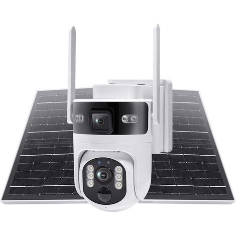 Caméra de surveillance solaire extérieure AOV 6MP WiFi sans fil, enregistrement continu 24h/24, vision nocturne couleur & infrarouge, caméra PTZ 4x zoom numérique, détection de mouvement alerte (1/5)