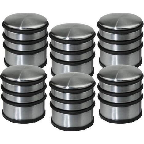 Stop-portes - CLEAN HOUSE - Lot de 6 - Inox - Anti-dérapant - Rond (1/4)