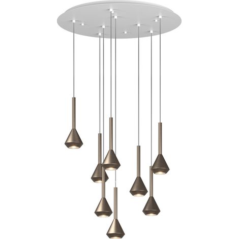 Lampadario Moderno Aygo Metallo Bianco Bronzo 8 Luci Gu10