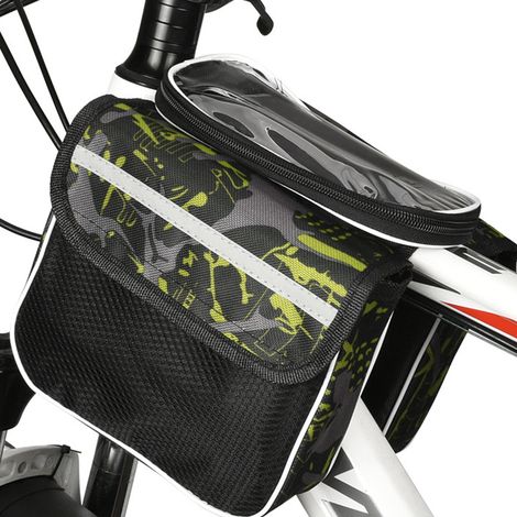 Sacoche de vélo, sacoche de guidon, accessoires de vélo, pochette étanche pour téléphone portable compatible avec la plupart des téléphones portables (1/5)