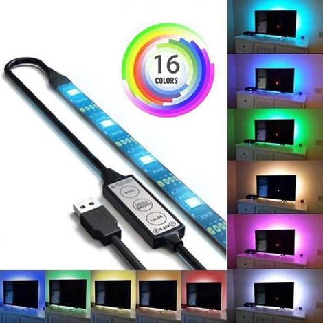 Éclairage de bande alimenté par USB RGB 5050 LED pour la lumière de fond d'ordinateur de TV - ECLAIRAGE DE MEUBLE 5065 (1/4)