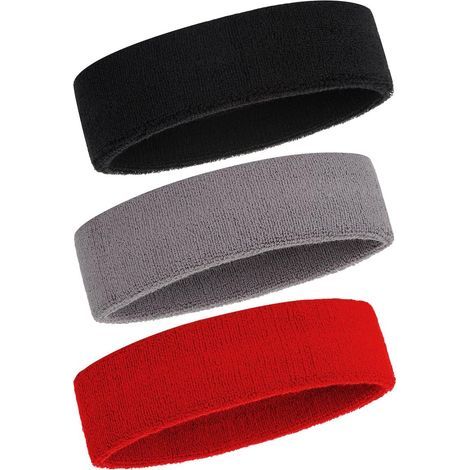 Headband Sports Sweatbands - 3/6/12 Terry Cloth Striped Head Band/Wrist Band Set Athletic Exercise Basketball Headbands Moisture Wicking Sweat Absorbing Sweat Band (1/5)