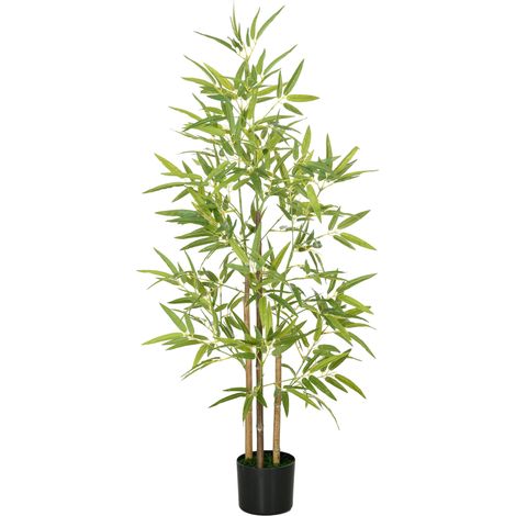 HOMCOM Pianta Finta di Bambù Alta 120cm con Vaso per Casa e Giardino