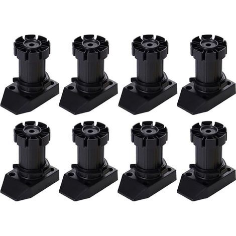 Lot De 8 Pieds D\\'Armoire, Hauteur Réglable De 50 À 70 Mm, Pieds Réglables En Plastique, Pour Armoires De Cuisine Et De Salle De Bain Noir (1/5)