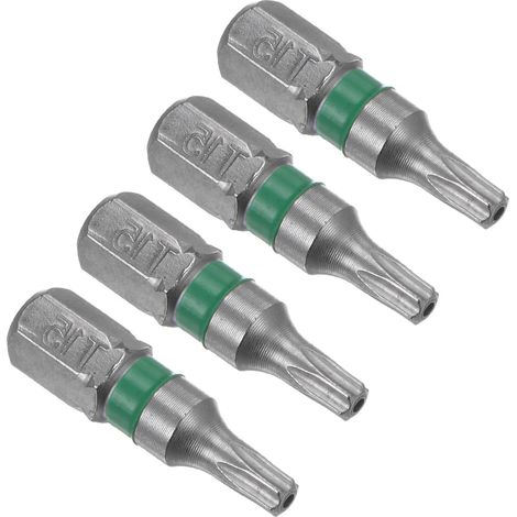 Magnetic Torx Screwdriver Bits, T15 Length 25 mm 1/4 Inch Hex Shank, Steel S2 Star 6 Point Drill Driver, 4 Pieces (1/5)