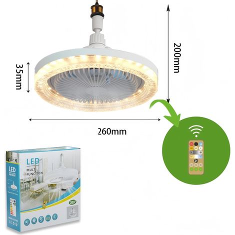 Lampe Ventilateur Plafond, Lustre Silencieux Silencieux Avec Lumiere et Telecommande,Ventilo Plafond Avec Lumière,(Blanc, 26cm) (1/5)
