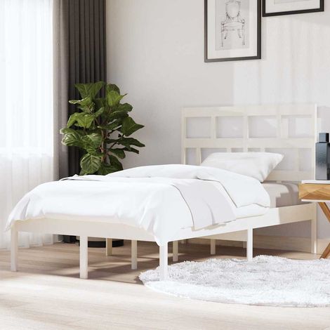 Estructura de cama madera maciza de pino blanco 120x200 cm (1/5)