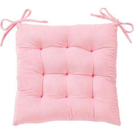 Coussin de chaise avec sangle en velours côtelé, coussin de sol super doux et chaud, adapté à un coin lecture pour les enfants, coussin de siège carré confortable pour les adultes, 40 x 40 cm, rose (1/4)