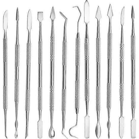 Ensemble de 12 outils de sculpture sur cire en acier inoxydable à double extrémité pour le modelage (1/5)