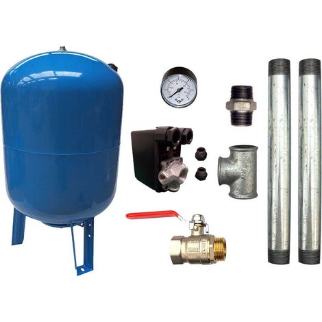 Aquasystem – Surpresseur eau vertical 200L – Pressostat 230V 0-6 bars – Vessie EPDM démontable – Manomètre axial 0-6 bars – Raccords galvanisés