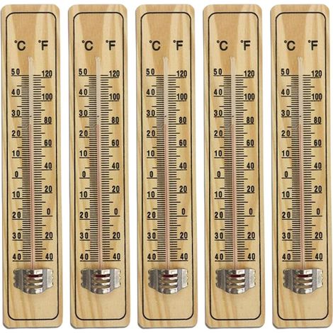 BRAVIX 8 Pcs Thermomètre À Bois pour Intérieur,thermomètre en Bois pour Mesurer La Température L'intérieur Et L'extérieur,L'énergie,Thermomètre avec Échelle en Degrés Celsius Et Fahrenheit