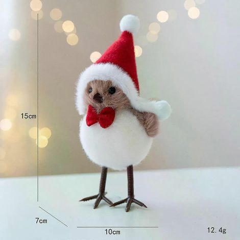Chapeau rouge de Noël, écharpe, peluche, petit oiseau, oiseau en mousse à suspendre au sapin de Noël, décoration de Noël 2025, Feliz Navidad, Bonne Année (1/5)
