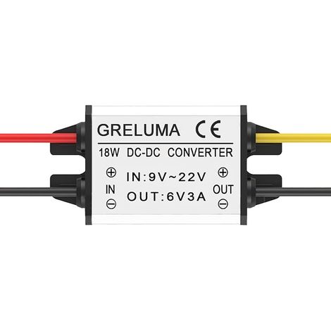 1 Pièce DC 12V à 6V Convertisseur Abaisseur Régulateur 3A 18W Adaptateur Secteur Réducteur pour Voiture électronique Camion Véhicule Bateau Système Solaire (Entrées DC 9-22V,Certifié CE) (1/5)