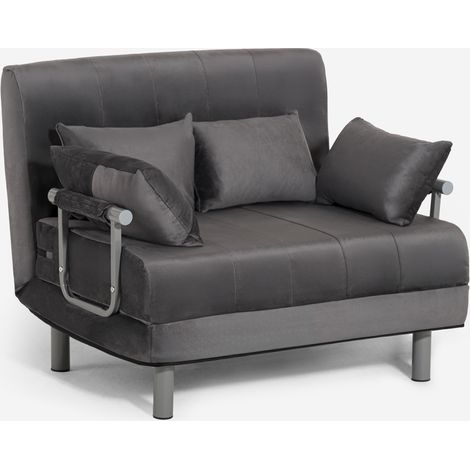Poltrona letto pieghevole salvaspazio in velluto Deborah Twin Lux - Grigio Scuro