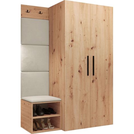 Conjunto para recibidor Nitos IV, Manila 02, 191x122x50cm, Tapiz, Aglomerado laminado, Colocada, Montada en la pared