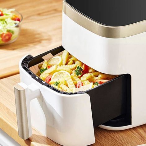Doublures papier sulfurisé friteuse air 20cm, lot de 200 carrées antiadhésives four micro-ondes barbecue (1/5)