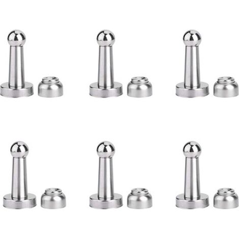 6-teiliger magnetischer Türstopper, robust zur Wand- und Bodenmontage, für Zuhause, Küche, Schlafzimmer, Wohnzimmer, Badezimmer, Büro – Silber (1/5)
