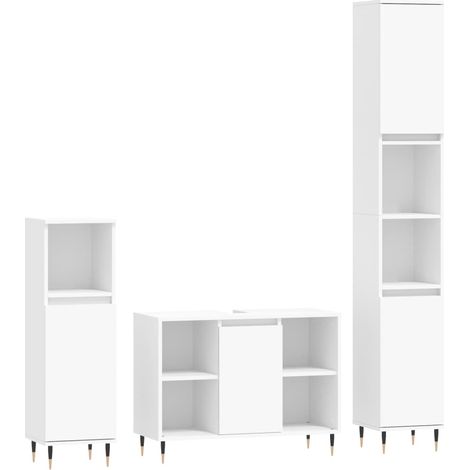 Maison Exclusive - Set Mobili da Bagno 3 pz Bianco in Legno Multistrato