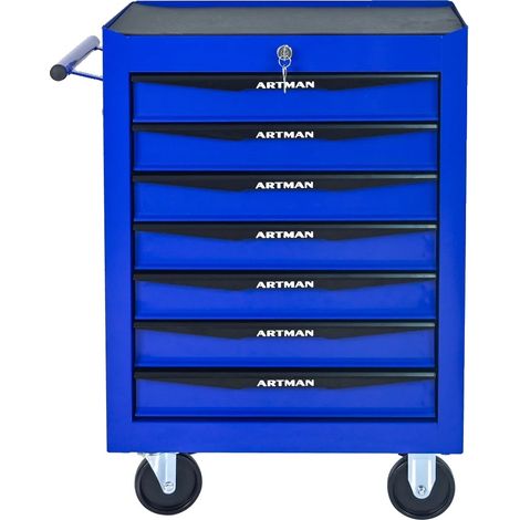 Boîte à outils, 7 tiroirs, glissières à billes, Bleu 7 tiroirs (1/2)