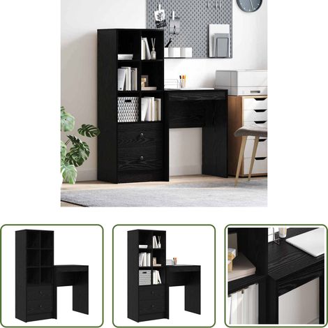Bureau moderne - Bureau avec tiroir 2 pcs Chêne noir (1/5)