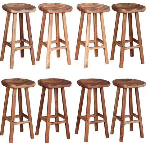 Tabourets de bar lot de 2 bois d'acacia massif - Tabourets De Bar - Tabourets Hauts - Meubles De Cuisine - Chaise De Bar - Décoration Intérieure - Home & Living (1/5)