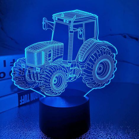 Traktor-3D-Illusionslicht-Lampe, Traktor-LED-Nachtlicht, Tisch-Schreibtisch-Dekoration, 7 Farben, Touch-Steuerung, USB-betrieben, magische 3D-visuelle Lampe