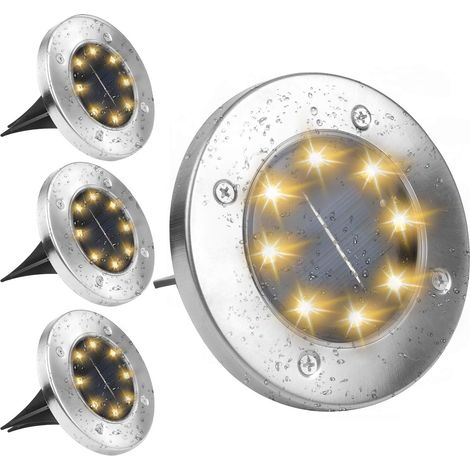 MINKUROW Luce Solare Per Esterni Bianco Caldo 3500k 4 Pezzi Impermeabile Ip65 Lampada Solare Da Incasso Faretto Per Percorso Giardino Terrazza Cortile Prato (1/5)