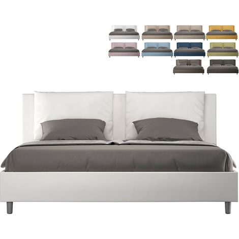 Letto matrimoniale king size con rete imbottito 200x200 similpelle bianco Antea (1/5)