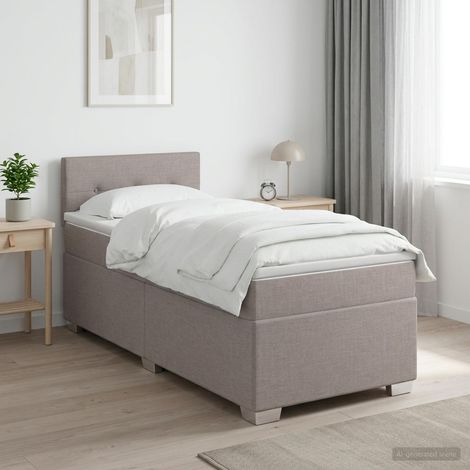 Cama box spring con colchón con cabecera Topo 90 x 200 cm Tela (1/5)